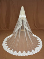bridal veil,Chantilly lace veil,lace trim veil,wedding veil,mantilla veil,blusher veil,sheer veil,two tiers veil,drop veil